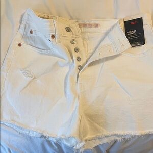 Levi's Women's White Button-Fly Jean Shorts